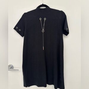 Black knit Dress with Silver Accents